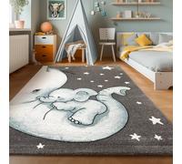 SIMPEX Tapis Enfant éléphant Bleu 80x150 cm Tapis Couloir avec Motif Animal Mignon Doux hypoallergénique idéal pour Chambre bébé