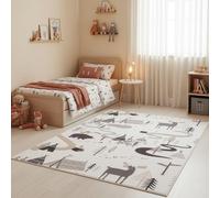 SIMPEX Tapis Enfant Forêt Animaux Tapis de Jeu pour Chambre d Enfant en Crème avec Motif Nature et Animaux Taille 140x200 cm pour Grandes Surfaces de Jeu