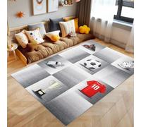 SIMPEX Tapis Enfant Gris 120x170 cm Design Football Moderne Antidérapant Lavable Facile Entretien Doux Antiallergique Chambre Garçon