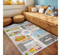 SIMPEX Tapis Enfant Gris 120x170 cm Motif Route Moderne Antidérapant Lavable Facile Entretien Doux Antiallergique Chambre