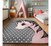 SIMPEX Tapis Enfant Licorne Rose 80x150 cm Tapis Couloir au Motif Magique Surface Douce hypoallergénique pour Chambre Fille