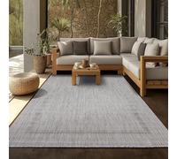 SIMPEX Tapis Extérieur 280x370 cm Argent Design Bordure Tissage Plat Résistant aux Intempéries Lavable XXL pour Salon Terrasse Jardin