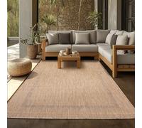 SIMPEX Tapis Extérieur 280x370 cm Beige Design Bordure Tissage Plat Résistant aux Intempéries Lavable XXL pour Salon Terrasse Jardin