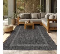 SIMPEX Tapis Extérieur 80x150 cm Noir Design Bordure Tissage Plat Résistant aux Intempéries Lavable pour Entrée Balcon Cuisine