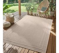 SIMPEX Tapis d'extérieur Beige 120x170 cm, résistant aux intempéries et aux UV, idéal pour la Cuisine, Le Balcon, la terrasse, Design uni avec Bordure