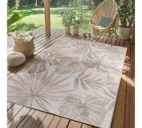 SIMPEX Tapis d'extérieur Beige 160x230 cm, idéal pour la cuisine,Design de feuilles de palmier