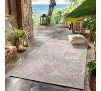SIMPEX Tapis d'extérieur Beige 80x250 cm, idéal pour la cuisine,Design de feuilles de palmier