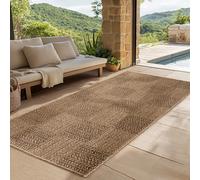 SIMPEX Tapis Extérieur Couloir 80x150 cm Résistant aux Intempéries Facile d'entretien Aspect Jute Naturel Design Carreaux pour Entrée Cuisine Terrasse Balcon