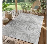 SIMPEX Tapis d'extérieur Gris 280x370 cm, idéal pour la cuisine,Design de feuilles de palmier