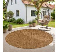 SIMPEX Tapis Extérieur Marron Rond 160 cm Balcon Terrasse Jardin Résistant aux intempéries UV résistant Grand Uni Tissage Plat Facile à Nettoyer Robuste Moderne