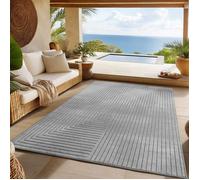 SIMPEX Tapis 160x230 cm Gris, Poils Courts Effet 3D Relief, Style Bohème Scandinave, pour Salon, Chambre, Cuisine ou Balcon