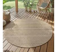 SIMPEX Tapis Extérieur Rond 120 cm Beige, Tapis Balcon Terrasse Jardin Intérieur Extérieur, Design Skandi Boho robuste