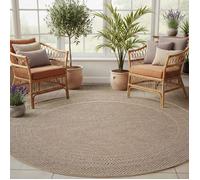 SIMPEX Tapis Extérieur Rond 120 cm Beige, Tapis Balcon Terrasse Jardin Intérieur Extérieur, Uni avec Bordure robuste