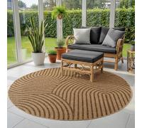 SIMPEX Tapis Rond Extérieur 120 cm Beige, Tapis Aspect Jute Naturel pour Terrasse Balcon Salon entretien quotidien