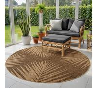 SIMPEX Tapis Extérieur Rond 160 cm Beige, Résistant aux Intempéries Facile d'entretien, Tapis Aspect Jute pour Terrasse Jardin Salon Salle à Manger Entretien Facile et Durable pour Un Usage Quotidien
