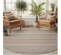 SIMPEX Tapis Extérieur Rond 160 cm Beige, Résistant aux Intempéries et aux UV, Tapis pour Terrasse Jardin Salon Intérieur Extérieur, Style Boho Scandinave Robuste Facile à Nettoyer