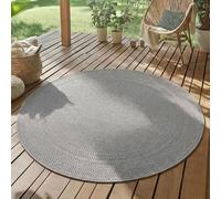 SIMPEX Tapis Extérieur Rond 200 cm Gris, Résistant aux Intempéries et aux UV, Tapis pour Jardin Terrasse Salon Salle à Manger Intérieur Extérieur, Uni avec Bordure Facile d'entretien