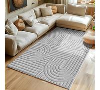SIMPEX Tapis Gris 240x340 cm, Grand Tapis Shaggy Poils Longs, Doux, Décoration Salon Style Scandinave Boho, Facile à Nettoyer, Dos en Jute