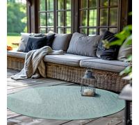 SIMPEX Tapis intérieur extérieur Rond 200 cm Bleu uni Lavable imperméable Tissage Plat idéal pour Balcon terrasse Jardin et Cuisine