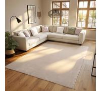 SIMPEX Tapis Lavable 140x200 cm Crème Moderne Uni Poils Courts Doux Antidérapant Lavable en Machine pour Salon Chambre Salle à Manger