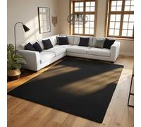 SIMPEX Tapis Lavable 160x230 cm Noir Moderne Uni Poils Courts Doux Antidérapant Lavable en Machine pour Salon Chambre Salle à Manger