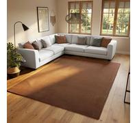 SIMPEX Tapis Lavable 200x290 cm Marron Moderne Uni Poils Courts Doux Antidérapant Lavable en Machine pour Salon Chambre Salle à Manger