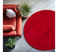 SIMPEX Tapis Lavable à Poils Courts Rond 120 cm Rouge