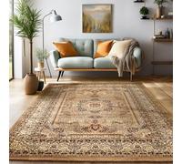 SIMPEX Tapis à Poils Ras, Conception Orientale, Tapis Beige, 200 x 290 cm, Tapis de Style Oriental, Tapis Salon