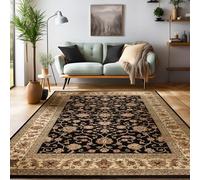 SIMPEX Tapis Oriental 80x150 cm Noir, Poils Courts et Facile d'entretien, Motif Classique, Tapis Vintage pour Couloir ou Chambre d'amis