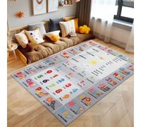 SIMPEX Tapis pour Enfants Alphabet avec Lettres, Chiffres, Animaux - Gris, 120 x 170 cm