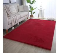 SIMPEX Tapis Rabbit 200x290 cm Rouge Poils Longs Shaggy Doux Effet Fourrure Synthétique Uni pour Salon Chambre Salle à Manger