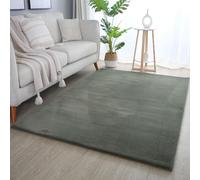 SIMPEX Tapis Rabbit 80x150 cm Vert Poils Longs Shaggy Doux Effet Fourrure Synthétique Uni pour Entrée Chambre Enfant