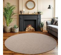 SIMPEX Tapis Rond 200 cm Beige Uni Bou oucles Style Scandinave Moderne Doux Résistant Facile à Nettoyer Grand Tapis pour Salon Salle à Manger Chambre