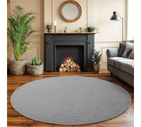 SIMPEX Tapis Rond 200 cm Gris Uni Bou oucles Style Scandinave Moderne Doux Résistant Facile à Nettoyer Grand Tapis pour Salon Salle à Manger Chambre