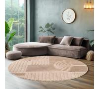 SIMPEX Tapis Rond à Poils Longs pour Salon,Tapis de Chambre à Coucher, Beige, Coureur de Couloir, Tapis Style scandinave et bohème avec Design 3D, Doux et Moelleux.Taille: 80 x 80 cm, Couleur:Rose