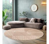 SIMPEX Tapis Rond à Poils Longs pour Salon,Tapis de Chambre à Coucher, Beige, Coureur de Couloir, Tapis Style scandinave et bohème avec Design 3D, Doux et Moelleux.Taille: 80 x 80 cm, Couleur:Rose