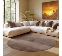SIMPEX Tapis Rond Brun 160 cm Tapis à Poils Courts Lavable, Rond, Doucement Antidérapant et Design Monochrome Moderne pour Salon, Chambre, Cuisine et Chambre d'enfant