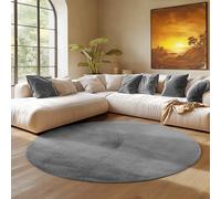 SIMPEX Tapis Rond Gris 160 cm Tapis à Poils Courts Lavable, Rond, Antidérapant et Doux, Design Monochrome Moderne pour Salon, Chambre, Cuisine et Chambre d'enfant