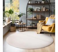 SIMPEX Tapis Rond Lavable 200 cm Crème Uni Poils Courts Moderne Doux Antidérapant Lavable en Machine pour Salon Chambre Salle à Manger