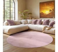 SIMPEX Tapis Rond Rose 160 cm Tapis à Poils Courts Lavable, Rond, Antidérapant et Doux, Design Monochrome Moderne pour Salon, Chambre, Cuisine et Chambre d'enfant
