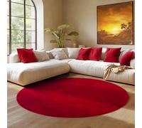 Tapis SIMPEX Rond 160 cm Poils Courts Lavable, Doucement Antidérapant et Design Moderne pour Salon, Chambre Rouge