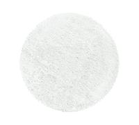 SIMPEX Tapis Rond Shaggy Blanc 200 cm très Grand Format, Poils Longs Confortables et Lavable, Teinte Claire avec Dos en Jute Naturelle