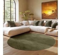 SIMPEX Tapis Rond Vert 120 cm Tapis à Poils Courts Lavable, Rond, Antidérapant et Doux, Design Monochrome Moderne pour Salon, Chambre, Cuisine et Chambre d'enfant