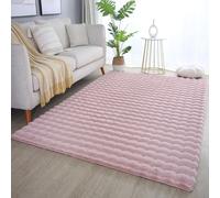 SIMPEX Tapis Rose 200x290 cm, Effet Fourrure avec Structure Relief et Design Bulles, Ultra Doux et Pelucheux, Idéal Salon et Chambre