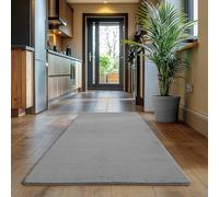 SIMPEX Tapis Runner Argent 80x150 cm Tapis à Poils Courts Lavable, Antidérapant et Doux, Design Monochrome Moderne pour Chambre, Cuisine et Couloir