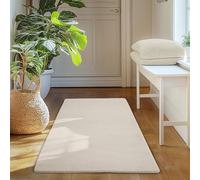 SIMPEX Tapis Runner Crème 60x100 cm Tapis à Poils Courts Lavable, Antidérapant et Doux, Design Monochrome Moderne pour Chambre, Cuisine et Couloir