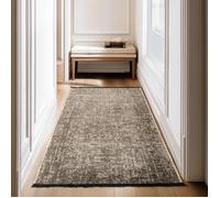 SIMPEX Tapis Couloir Coton Beige 80x150 cm Lavable Style Boho Vintage Kilim Poils Courts Antidérapant Doux Mélangé pour Cuisine Chambre Entrée