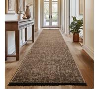SIMPEX, Tapis Runner en Coton Chenille Brun 80x250 cm Lavable, Style Boho, Vintage Kelim, Pour Cuisine, Chambre & Couloir
