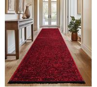 SIMPEX, Tapis Runner en Coton Chenille Rouge 80x250 cm Lavable, Style Boho, Vintage Kelim, Cuisine, Chambre & Couloir