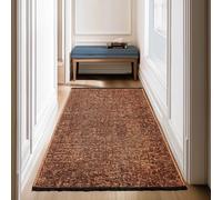 SIMPEX, Tapis Runner en Coton Chenille Terre Cuite 80x150 cm Lavable, Style Boho, Vintage Kelim, Poils Courts, Antidérapant et Doux, Mélange Monochrome, pour Cuisine, Chambre & Couloir